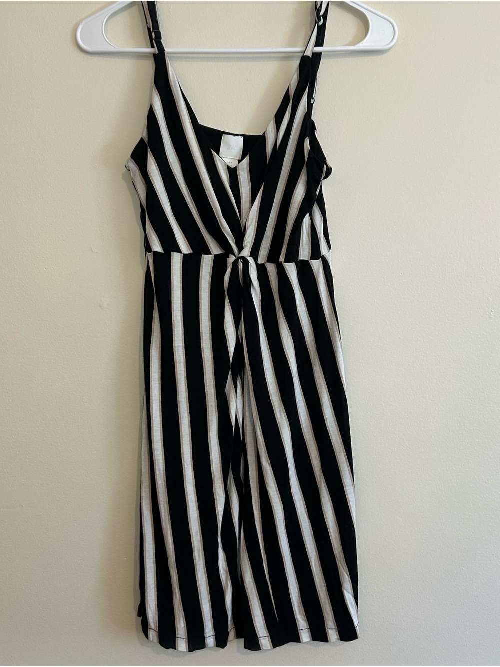 H&M Black and White Striped V-Neck Dress